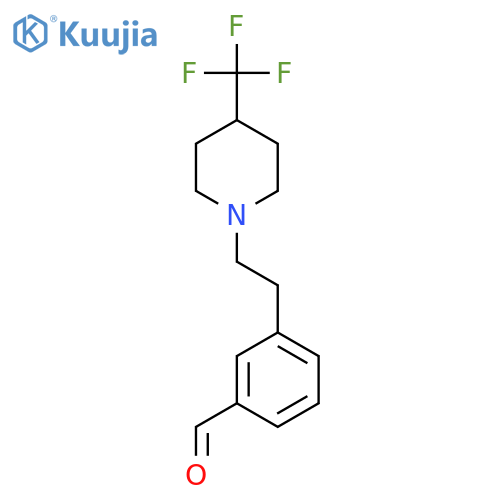 3-{2-[4-(trifluoromethyl)piperidin-1-yl]ethyl}benzaldehyde structure