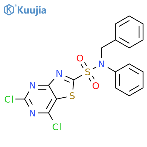 5,7-Dichlorothiazolo[4,5-d]pyrimidin-2-sulfonic acid benzylphenylamide structure