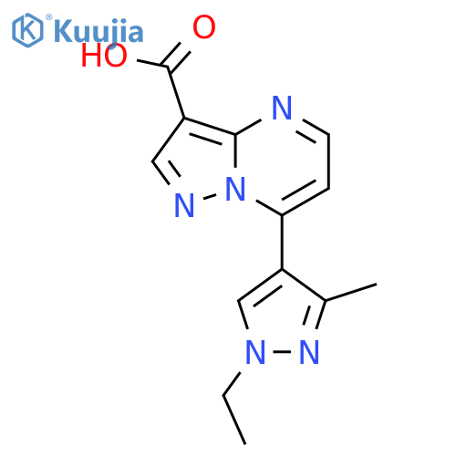 7-(1-ethyl-3-methyl-1H-pyrazol-4-yl)pyrazolo1,5-apyrimidine-3-carboxylic acid structure