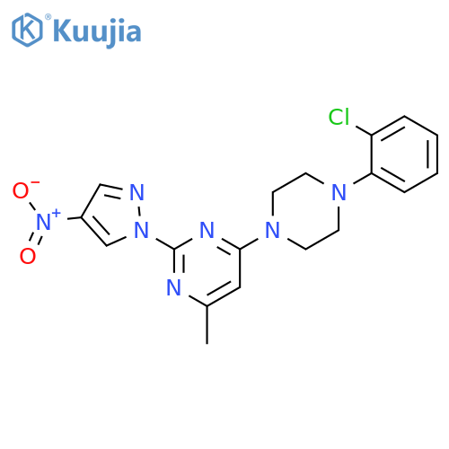 4-[4-(2-chlorophenyl)piperazin-1-yl]-6-methyl-2-(4-nitro-1H-pyrazol-1-yl)pyrimidine structure