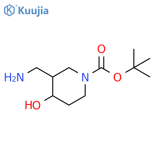 1-Piperidinecarboxylic acid, 3-(aminomethyl)-4-hydroxy-, 1,1-dimethylethyl ester structure