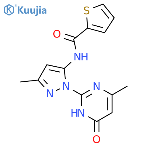 N-[3-methyl-1-(4-methyl-6-oxo-1,6-dihydropyrimidin-2-yl)-1H-pyrazol-5-yl]thiophene-2-carboxamide structure