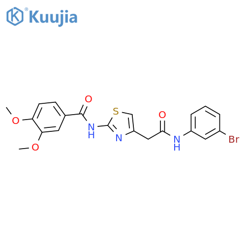N-(4-{[(3-bromophenyl)carbamoyl]methyl}-1,3-thiazol-2-yl)-3,4-dimethoxybenzamide structure
