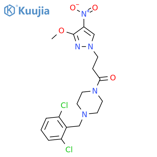 <br>1-(2,6-dichlorobenzyl)-4-[3-(3-methoxy-4-nitro-1H-pyrazol-1-yl)propanoyl]pi perazine structure