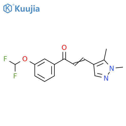 (2E)-1-[3-(difluoromethoxy)phenyl]-3-(1,5-dimethyl-1H-pyrazol-4-yl)prop-2-en-1-one structure