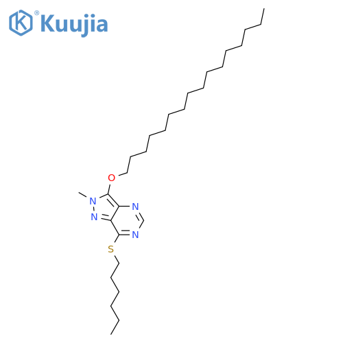 2H-Pyrazolo[4,3-d]pyrimidine, 3-(hexadecyloxy)-7-(hexylthio)-2-methyl- structure