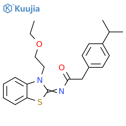 N-[(2Z)-3-(2-ethoxyethyl)-2,3-dihydro-1,3-benzothiazol-2-ylidene]-2-[4-(propan-2-yl)phenyl]acetamide structure