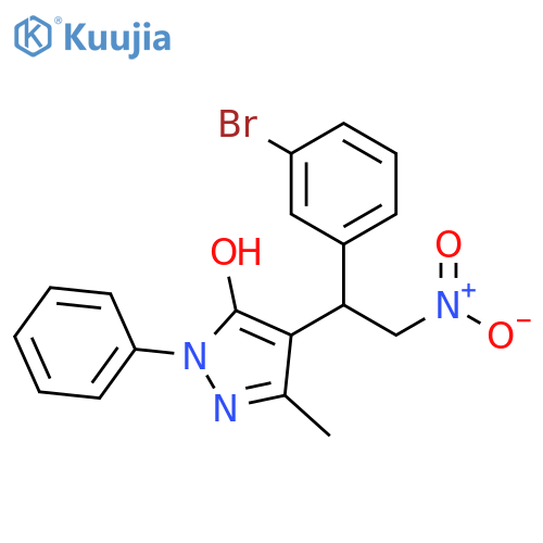 4-[1-(3-bromophenyl)-2-nitroethyl]-3-methyl-1-phenyl-1H-pyrazol-5-ol structure