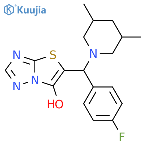 5-[(3,5-dimethylpiperidin-1-yl)(4-fluorophenyl)methyl]-[1,2,4]triazolo[3,2-b][1,3]thiazol-6-ol structure