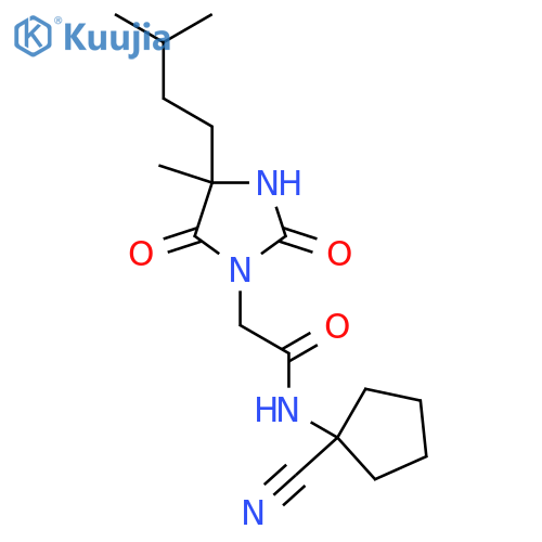 N-(1-cyanocyclopentyl)-2-[4-methyl-4-(3-methylbutyl)-2,5-dioxoimidazolidin-1-yl]acetamide structure
