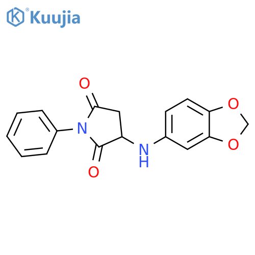 3-[(2H-1,3-benzodioxol-5-yl)amino]-1-phenylpyrrolidine-2,5-dione structure