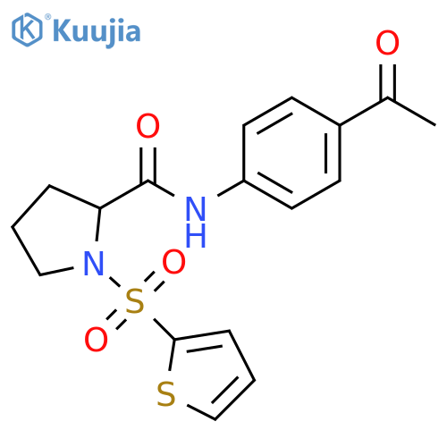N-(4-acetylphenyl)-1-(thiophene-2-sulfonyl)pyrrolidine-2-carboxamide structure