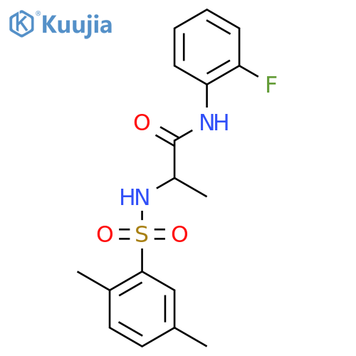 2-(2,5-dimethylbenzenesulfonamido)-N-(2-fluorophenyl)propanamide structure