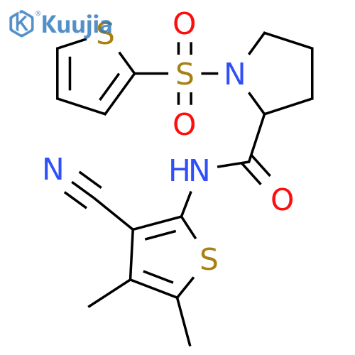 N-(3-cyano-4,5-dimethylthiophen-2-yl)-1-(thiophene-2-sulfonyl)pyrrolidine-2-carboxamide structure