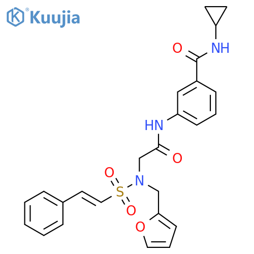 N-cyclopropyl-3-(2-{N-[(furan-2-yl)methyl]-2-phenylethenesulfonamido}acetamido)benzamide structure