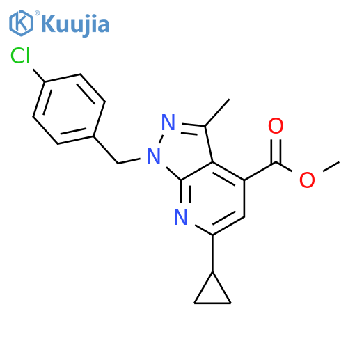 methyl 1-(4-chlorophenyl)methyl-6-cyclopropyl-3-methyl-1H-pyrazolo3,4-bpyridine-4-carboxylate structure