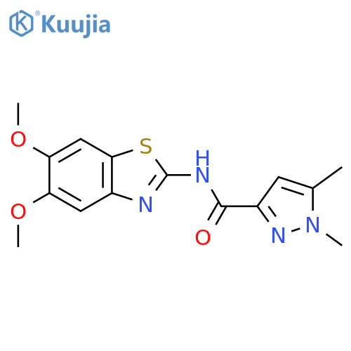 N-(5,6-dimethoxy-1,3-benzothiazol-2-yl)-1,5-dimethyl-1H-pyrazole-3-carboxamide structure