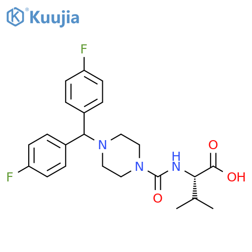 (2S)-2-[[4-[bis(4-fluorophenyl)methyl]piperazine-1-carbonyl]amino]-3-methyl-butanoic acid structure