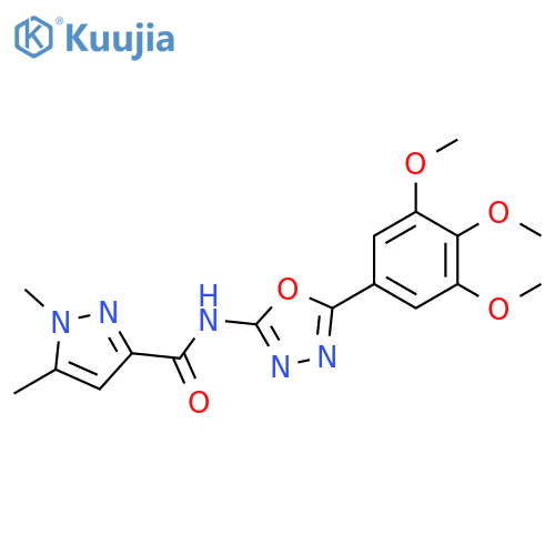 1,5-dimethyl-N-[5-(3,4,5-trimethoxyphenyl)-1,3,4-oxadiazol-2-yl]-1H-pyrazole-3-carboxamide structure
