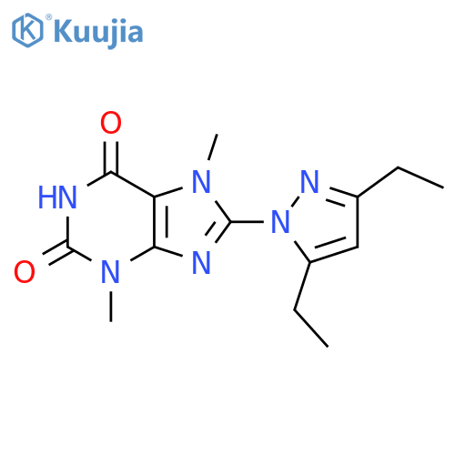 8-(3,5-Diethylpyrazolyl)-3,7-dimethyl-1,3,7-trihydropurine-2,6-dione structure