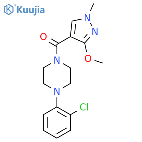1-(2-chlorophenyl)-4-(3-methoxy-1-methyl-1H-pyrazole-4-carbonyl)piperazine structure