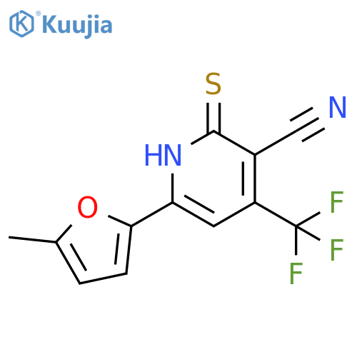 6-(5-methylfuran-2-yl)-2-sulfanyl-4-(trifluoromethyl)pyridine-3-carbonitrile structure