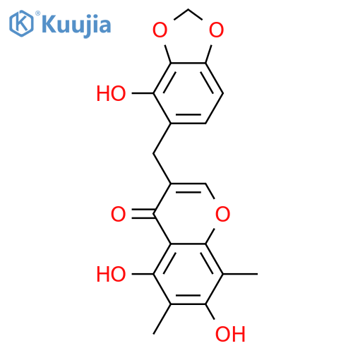 4H-1-Benzopyran-4-one,5,7-dihydroxy-3-[(4-hydroxy-1,3-benzodioxol-5-yl)methyl]-6,8-dimethyl- structure