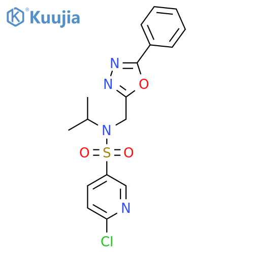6-chloro-N-[(5-phenyl-1,3,4-oxadiazol-2-yl)methyl]-N-(propan-2-yl)pyridine-3-sulfonamide structure