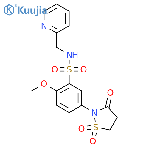 2-methoxy-N-[(pyridin-2-yl)methyl]-5-(1,1,3-trioxo-1lambda6,2-thiazolidin-2-yl)benzene-1-sulfonamide structure