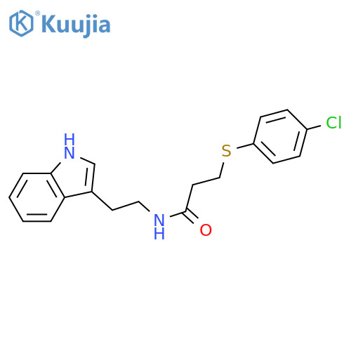 3-(4-chlorophenyl)sulfanyl-N-[2-(1H-indol-3-yl)ethyl]propanamide structure