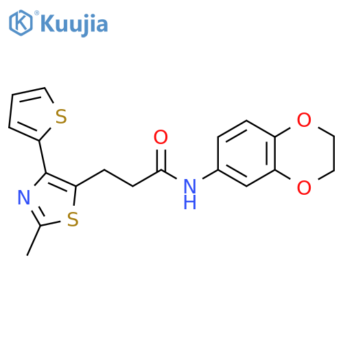 N-(2,3-dihydro-1,4-benzodioxin-6-yl)-3-[2-methyl-4-(thiophen-2-yl)-1,3-thiazol-5-yl]propanamide structure