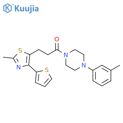 3-[2-methyl-4-(thiophen-2-yl)-1,3-thiazol-5-yl]-1-[4-(3-methylphenyl)piperazin-1-yl]propan-1-one structure