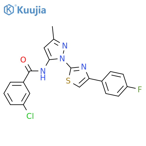 3-chloro-N-{1-[4-(4-fluorophenyl)-1,3-thiazol-2-yl]-3-methyl-1H-pyrazol-5-yl}benzamide structure
