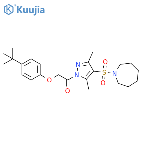 1-[4-(azepane-1-sulfonyl)-3,5-dimethyl-1H-pyrazol-1-yl]-2-(4-tert-butylphenoxy)ethan-1-one structure