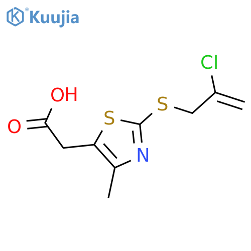 2-{2-(2-chloroprop-2-en-1-yl)sulfanyl-4-methyl-1,3-thiazol-5-yl}acetic acid structure