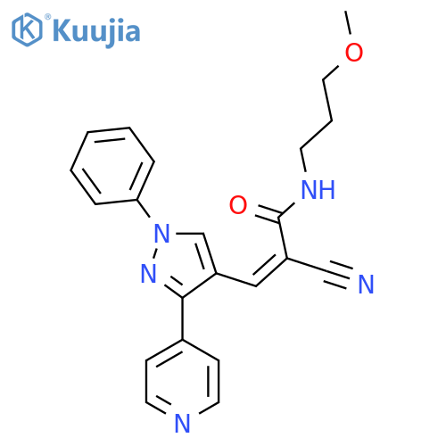 2-cyano-N-(3-methoxypropyl)-3-[1-phenyl-3-(pyridin-4-yl)-1H-pyrazol-4-yl]prop-2-enamide structure