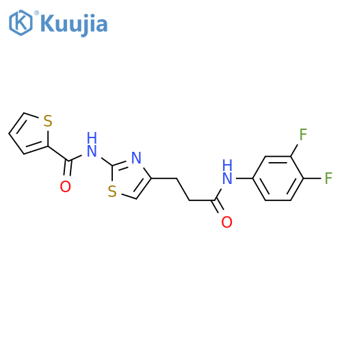 N-(4-{2-[(3,4-difluorophenyl)carbamoyl]ethyl}-1,3-thiazol-2-yl)thiophene-2-carboxamide structure