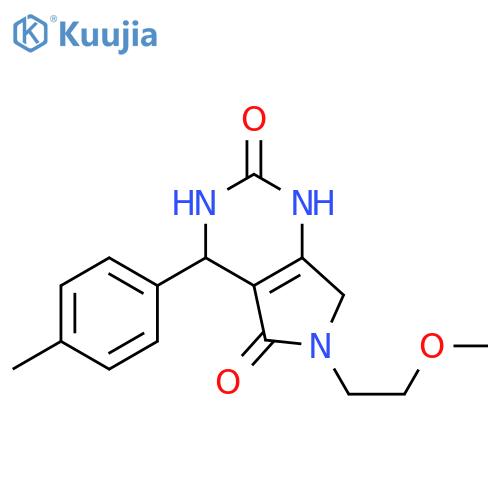 6-(2-methoxyethyl)-4-(4-methylphenyl)-1H,2H,3H,4H,5H,6H,7H-pyrrolo[3,4-d]pyrimidine-2,5-dione structure