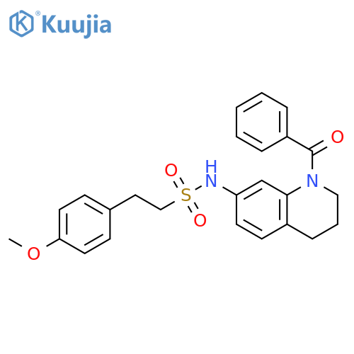 N-(1-benzoyl-1,2,3,4-tetrahydroquinolin-7-yl)-2-(4-methoxyphenyl)ethane-1-sulfonamide structure
