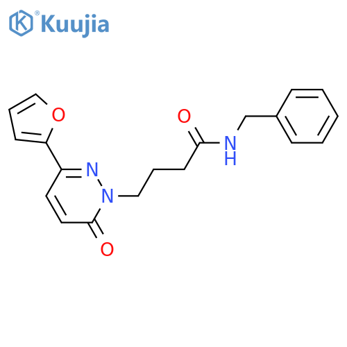 N-benzyl-4-[3-(furan-2-yl)-6-oxo-1,6-dihydropyridazin-1-yl]butanamide structure