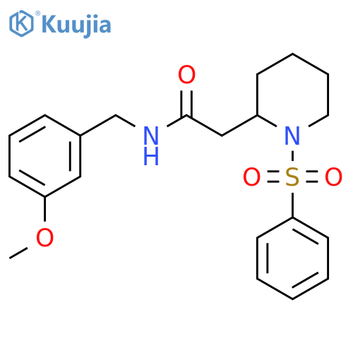 2-[1-(benzenesulfonyl)piperidin-2-yl]-N-[(3-methoxyphenyl)methyl]acetamide structure