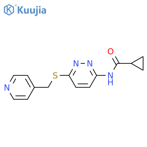 N-(6-{[(pyridin-4-yl)methyl]sulfanyl}pyridazin-3-yl)cyclopropanecarboxamide structure
