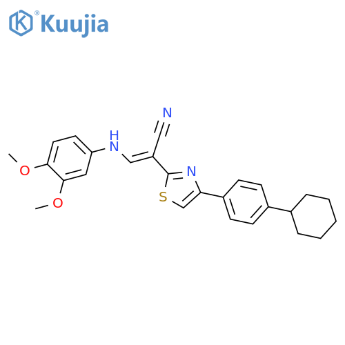 (2E)-2-[4-(4-cyclohexylphenyl)-1,3-thiazol-2-yl]-3-[(3,4-dimethoxyphenyl)amino]prop-2-enenitrile structure