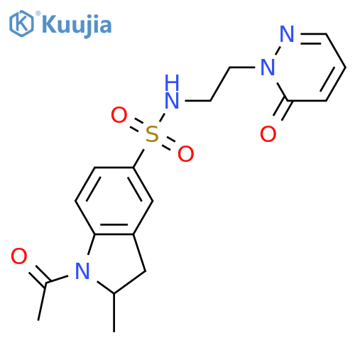 1-acetyl-2-methyl-N-[2-(6-oxo-1,6-dihydropyridazin-1-yl)ethyl]-2,3-dihydro-1H-indole-5-sulfonamide structure