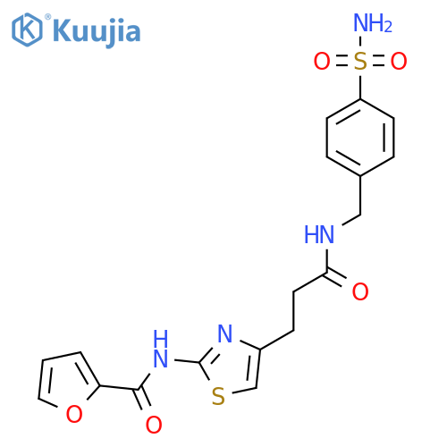 N-[4-(2-{[(4-sulfamoylphenyl)methyl]carbamoyl}ethyl)-1,3-thiazol-2-yl]furan-2-carboxamide structure