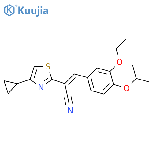 (2E)-2-(4-cyclopropyl-1,3-thiazol-2-yl)-3-[3-ethoxy-4-(propan-2-yloxy)phenyl]prop-2-enenitrile structure
