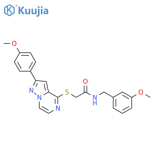N-[(3-methoxyphenyl)methyl]-2-{[2-(4-methoxyphenyl)pyrazolo[1,5-a]pyrazin-4-yl]sulfanyl}acetamide structure