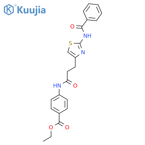ethyl 4-[3-(2-benzamido-1,3-thiazol-4-yl)propanamido]benzoate structure
