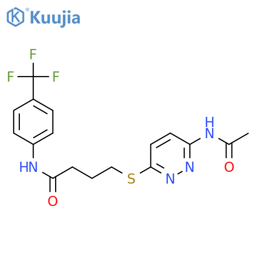 4-[(6-acetamidopyridazin-3-yl)sulfanyl]-N-[4-(trifluoromethyl)phenyl]butanamide structure