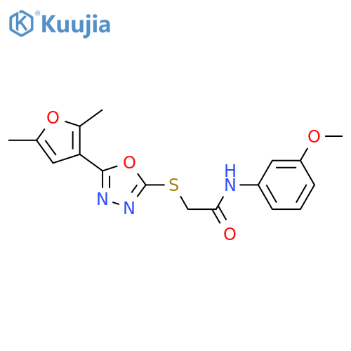 2-{[5-(2,5-dimethylfuran-3-yl)-1,3,4-oxadiazol-2-yl]sulfanyl}-N-(3-methoxyphenyl)acetamide structure